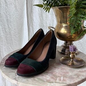 Clarks Tri Colored  Suede Pumps